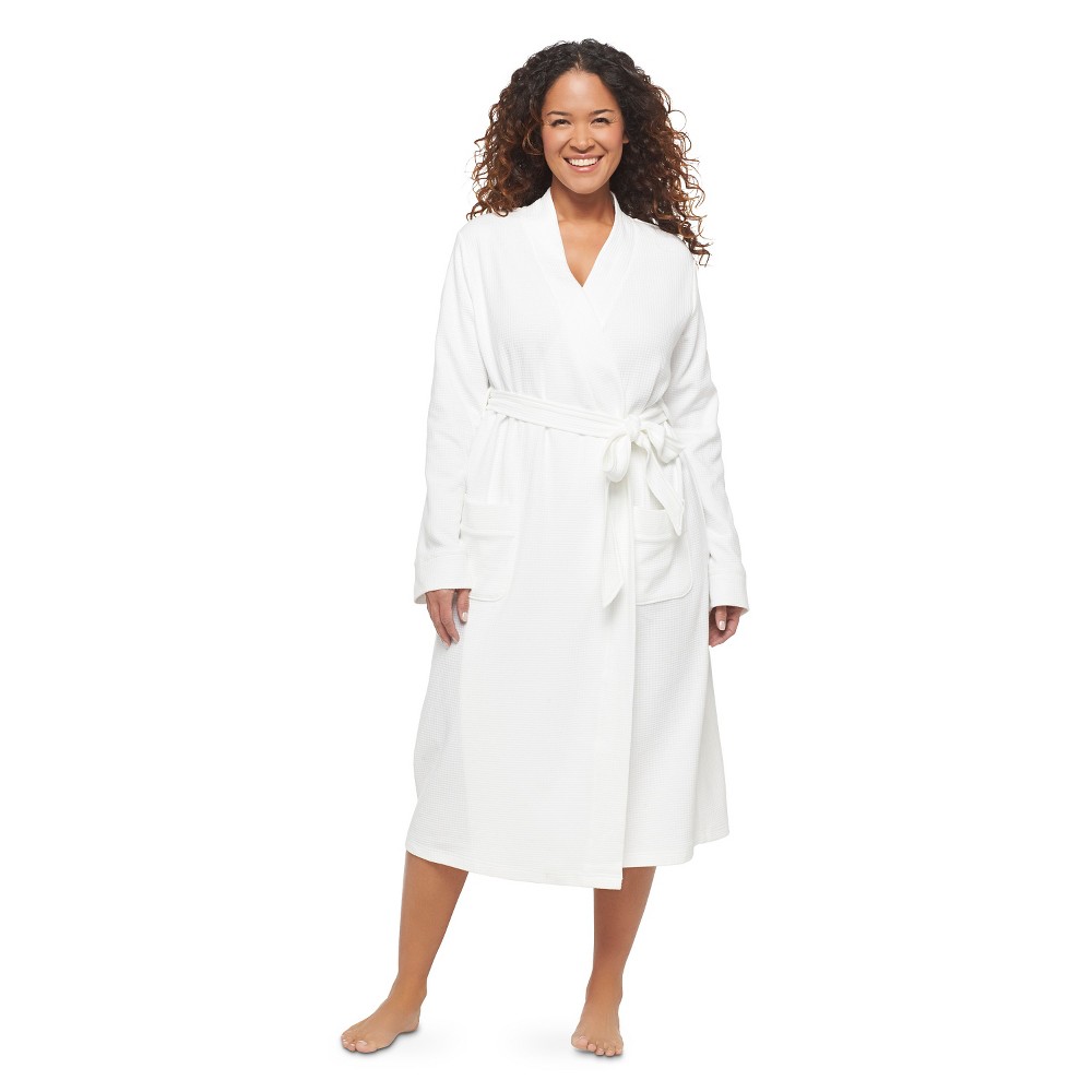 Women's Plus Size Waffle Knit Robe True White, Size 1XL Product