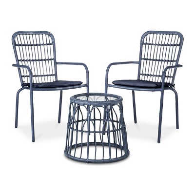 Seward 3-Piece Wicker Patio Chat Set - Blue - Threshold™