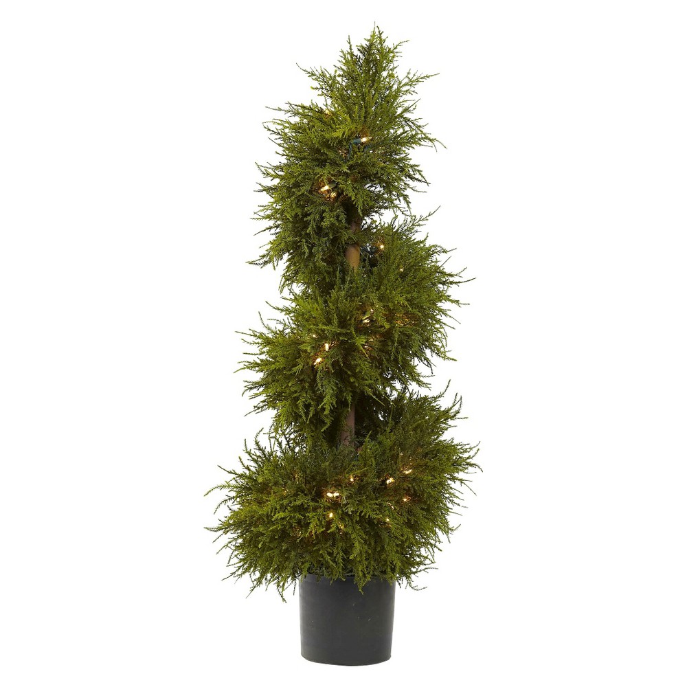 UPC 840703100030 product image for Nearly Natural Artificial Cedar Spiral Topiary with Lights - Green | upcitemdb.com