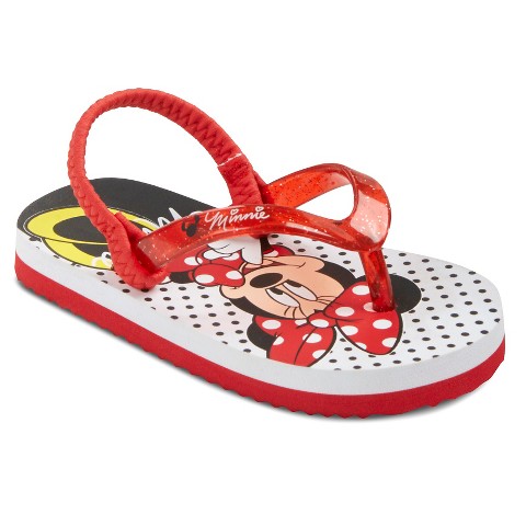 Toddler Girl's Minnie Mouse Flip Flop Sandals - Red : Target