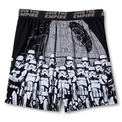 black boxers with a line of Stormtroopers