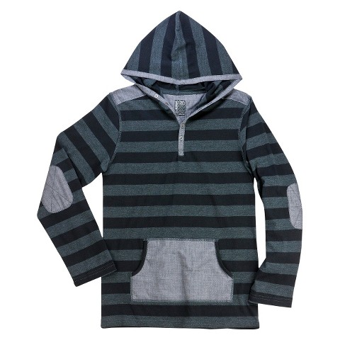 Boys' Striped Long Sleeve Hooded Henley