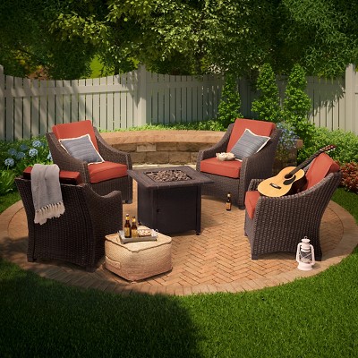 threshold belvedere 5pc wicker patio chat set