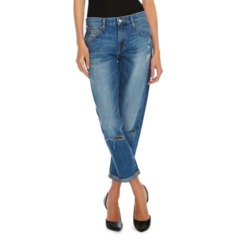 Boyfriend Crop Jean (Destroyed) Medium Blue - Mossimo