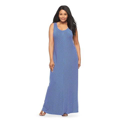 Women's Plus Size Sleeveless Maxi Dress BlueWhite-MeronaÂ® product ...