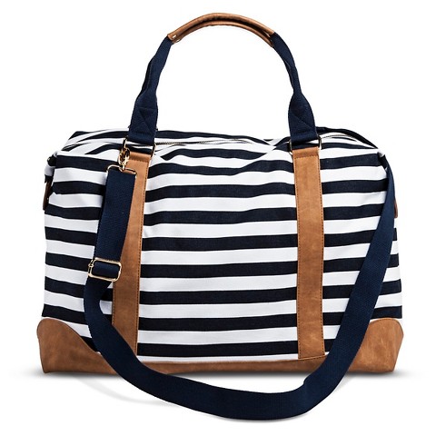 Women's Striped Weekender Handbag - NavyWhite product details page