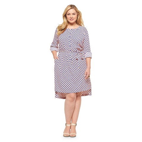 Women's Plus Size Long Sleeve Crepe Dress OrangeBlue-MeronaÂ® product ...