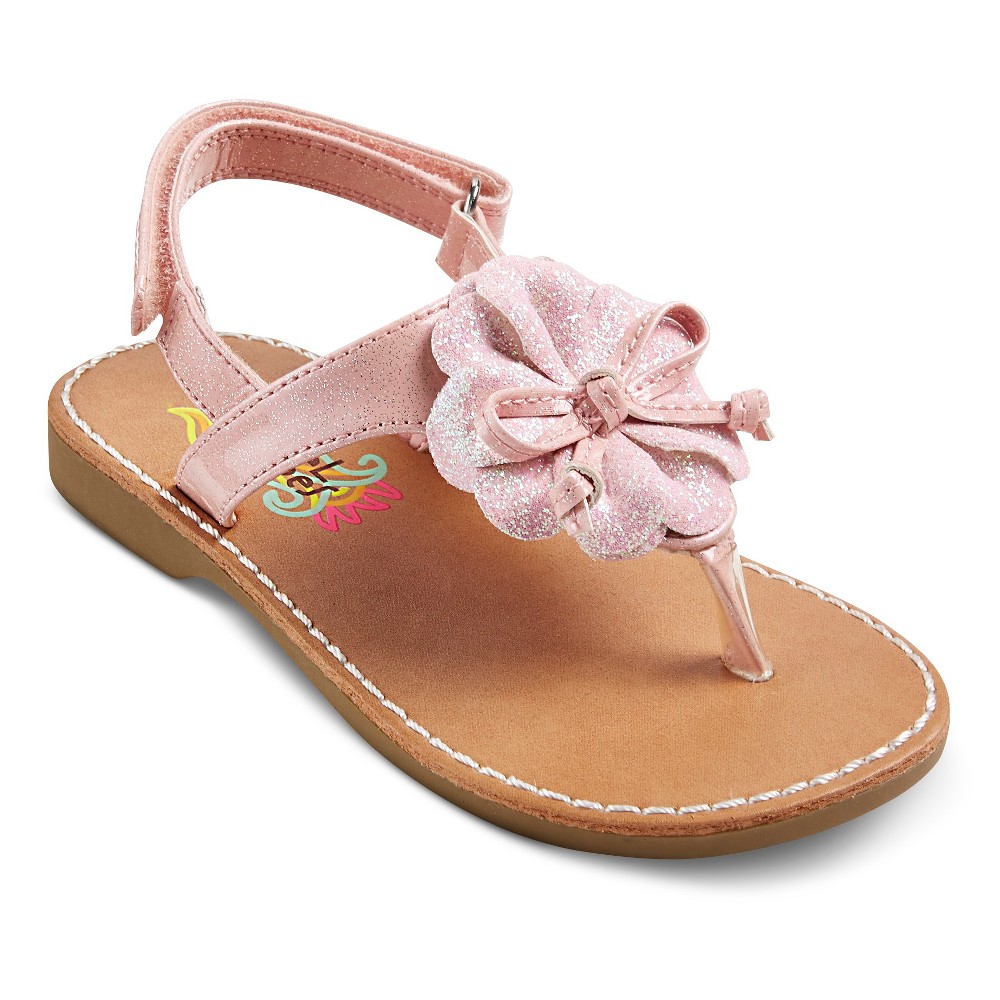 TODDLER GIRL'S RACHEL SHOES DAKOTA GLITTER THONG SANDALS - PINK 12