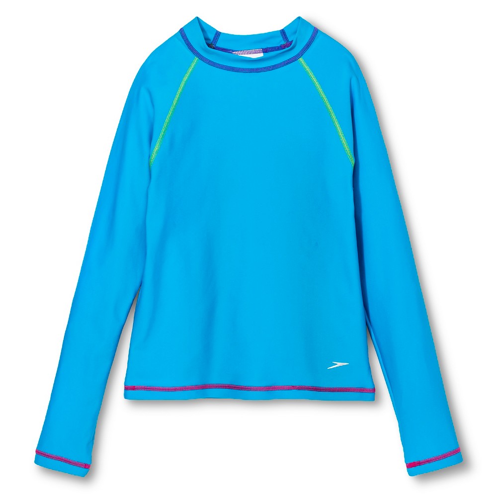 UPC 011527033426 Speedo Girls' LongSleeve Rashguard Bright Blue XL