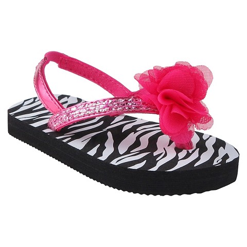 Toddler Girl's Zebra Print Flip Flop Sandals - Black product details ...