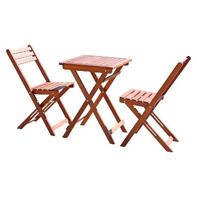 Vifah Premium Hardwood 3-Piece Bistro Set - Brown