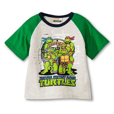 Toddler Boys' TMNT Raglan T-Shirt - Light Gray
