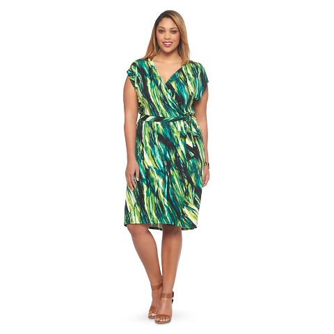 Women's Plus Size Short Sleeve Wrap Dress Green-Ava  Viv product ...