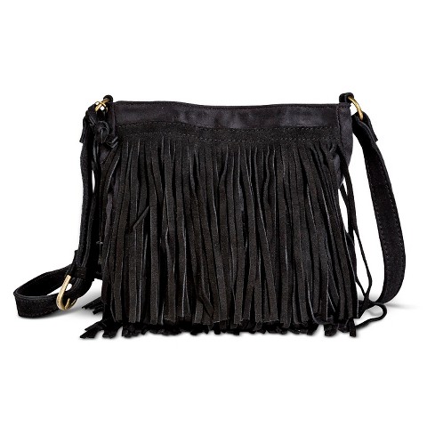 Women&#39;s Fringe Crossbody Handbag - Black : Target