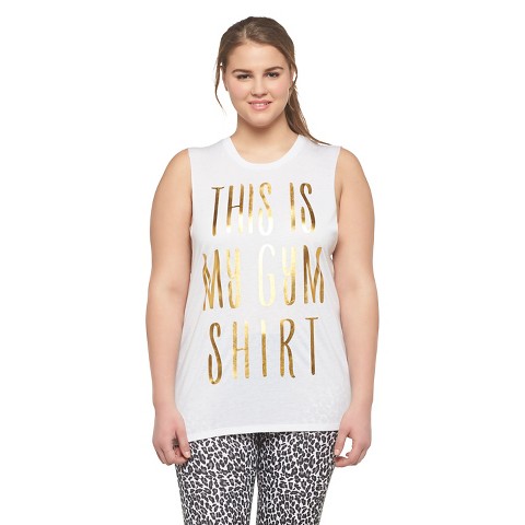 Plus Size Gym Shirt Tank White