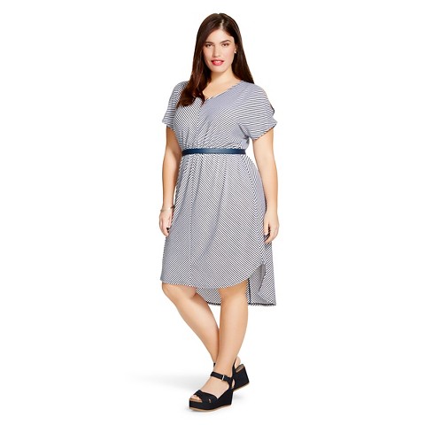 Women's Plus Size Short Sleeve Dress BlackWhite-Ava  Viv product ...