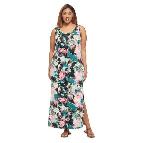 Women's Plus Size Sleeveless Maxi Dress GreenPink-Ava  Viv product ...