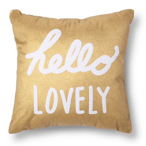 Hello Lovely Decorative Pillow - Gold/White - Xh... : Target
