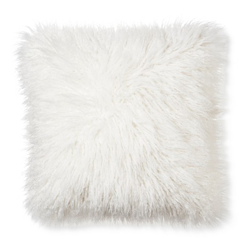 Xhilaration® Mongolian Fur Decorative Pillow - Cream (Square