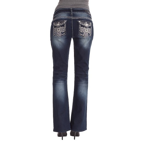 Women's Low Rise Pocket Bling Bootcut Jeans Wallflower eBay