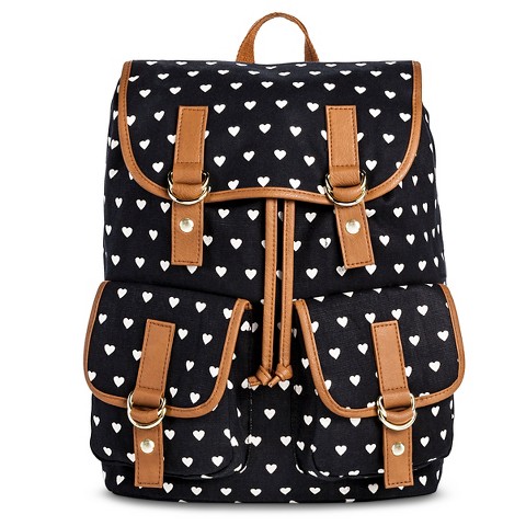 Women&#39;s Mini Hearts Print Backpack Handbag - Black : Target
