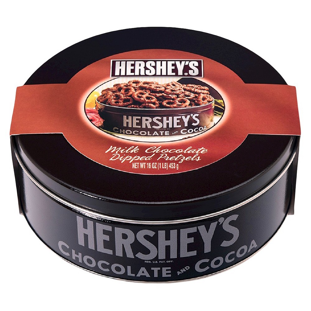 UPC 034000820092 Hershey's Milk Chocolate Dipped Pretzels Gift Tin 16 oz