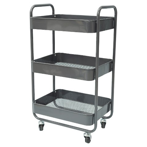 3-Tier Metal Cart with Mesh Trays - Gray - Room Essentials™