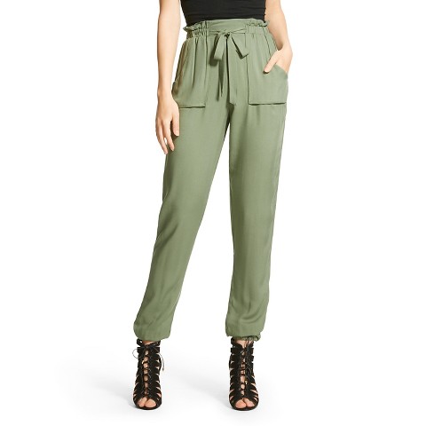 women's olive green cargo jogger pants