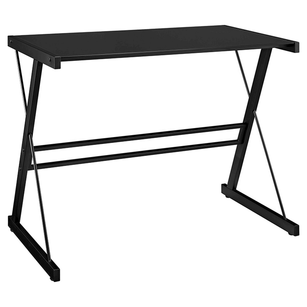 UPC 814055020131 product image for Computer Desk: Student Desk Metal Glass - Black | upcitemdb.com