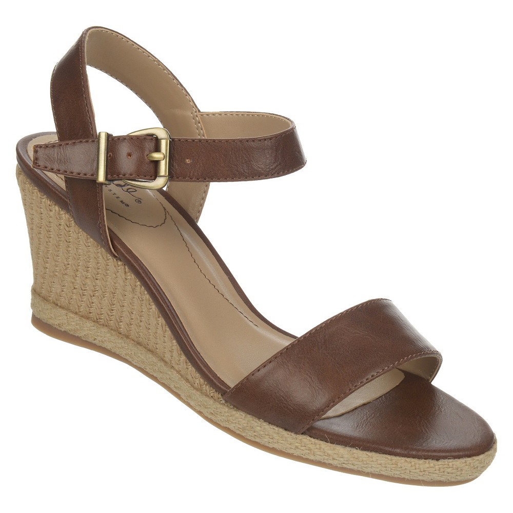 WOMEN'S LIFESTRIDE REAGAN QUARTER STRAP WEDGE SANDALS -DARK TAN