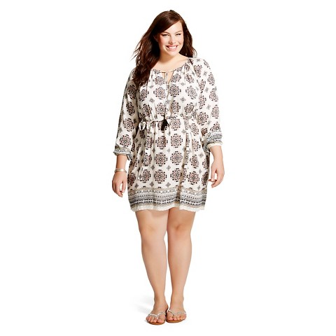 Women's Plus Size Long Sleeve Drawstring Dress BlackBrown-nitrogen ...