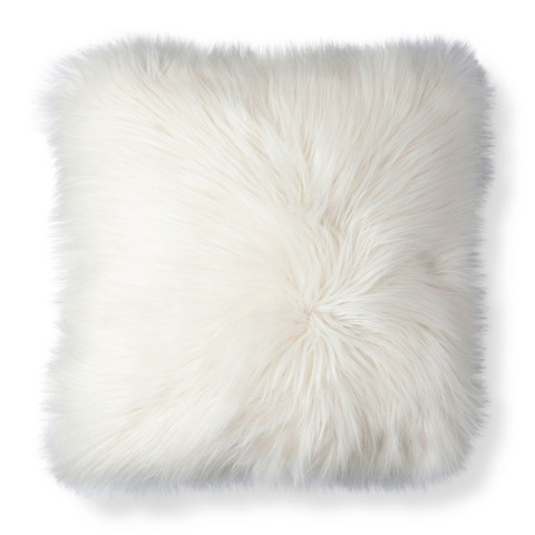 Threshold White Fur Decorative Pillow : Target