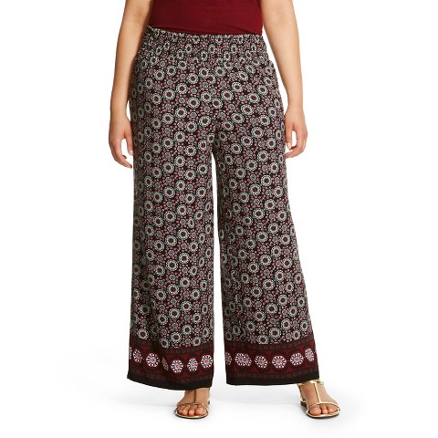 waist palazzo smock crepe pant wine plus studio target