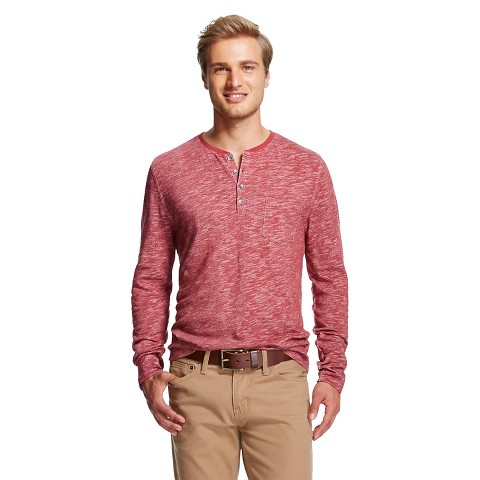 Men's Long Sleeve Heavyweight Henley Scarlet Mystery - Merona™