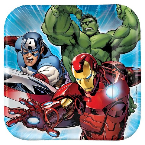 Avengers Assemble Square Paper Dessert Plates - 8 count