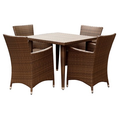 Manchester Outdoor Brown Wicker Square 5-Piece Dining