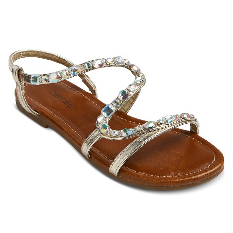 Girls' Guzzie Jeweled Slide Sandals - Gold : Target
