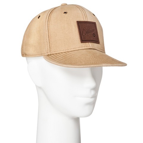 Ellum Men's Leather Patch Baseball Hat Khaki