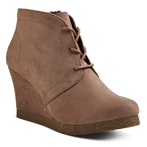 wedge lace up booties
