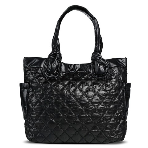 nylon quilted tote handbag
