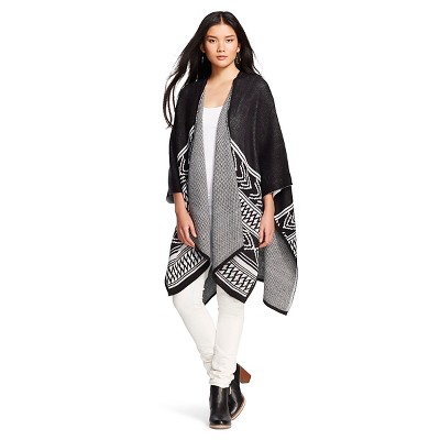 Women's Ebony and Sour Cream Poncho Sweater - Merona™