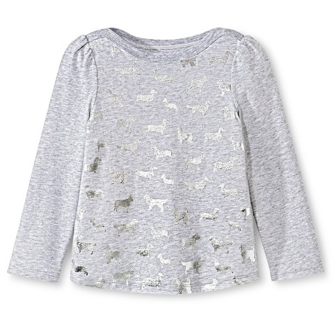 Toddler Girls' Long Sleeve Dogs T-Shirt - Heather Grey