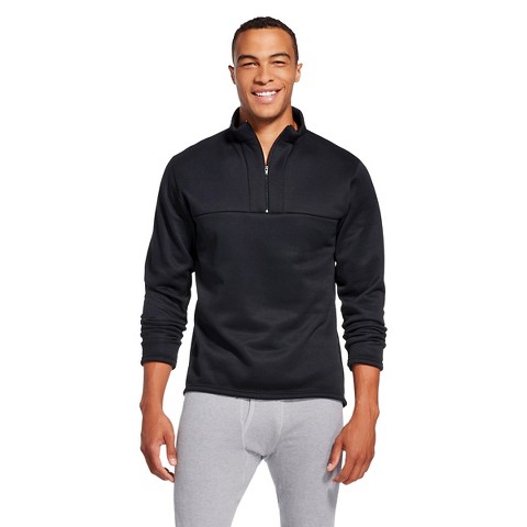 Men's Expedition Military Fleece Thermal Base Layer Mock Zip Black - Coldpruf