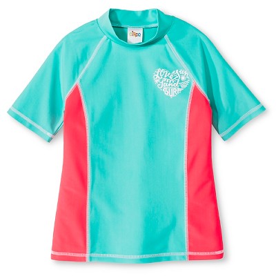 Girls' Short Sleeve Swim Rash Guard - Blue - Circo™