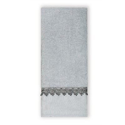 India Ink Alexa Silver Traditional Hand Towel - Spa Blue/Silver (16"x26")