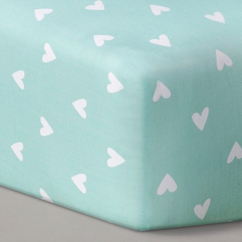 Circo Woven Fitted Crib Sheet Mint Hearts Shopswell