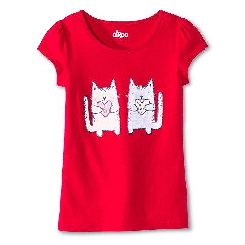 Girls' Cat Graphic Tee Red - Circo