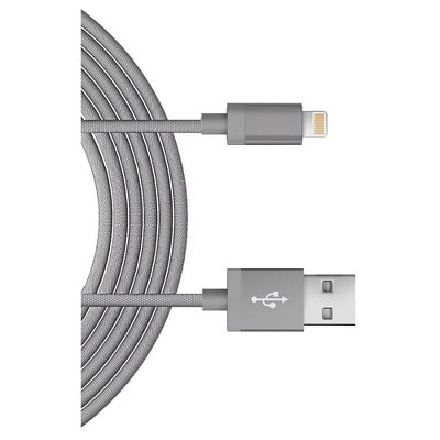 Just Wireless Apple 8 Pin 6 Ft Charging Cable - Metallic Mesh Slate Gray
