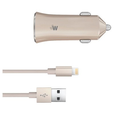 Just Wireless Apple 8 Pin Dual USB Car Charger - Gold