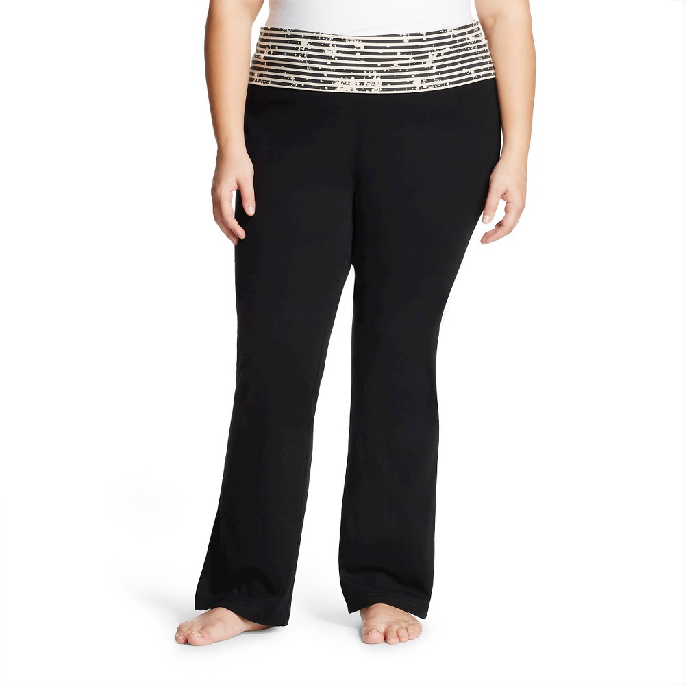 MOSSIMO SUPPLY CO. WOMEN'S PLUS SIZE BOOTCUT YOGA PANT BLACK/WHITE STRIPE X - MOSSIMO SUPPLY CO.